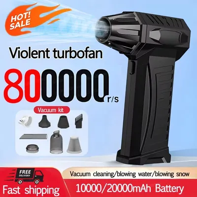 800.000 U/min Turbo-Lüfter-Luftgebläse, tragbarer kabelloser Staubreiniger, Typ-C-Aufladung, bürstenloser Strahlgebläse, für den Außenbereich, Zuhause, sauber Image