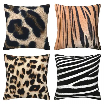 Hochwertiger Polyester-Plüschstoff mit Leopardenmuster, Tiermuster, Tigermuster, Heim-Plüsch-Sofa-Kissenbezug Image