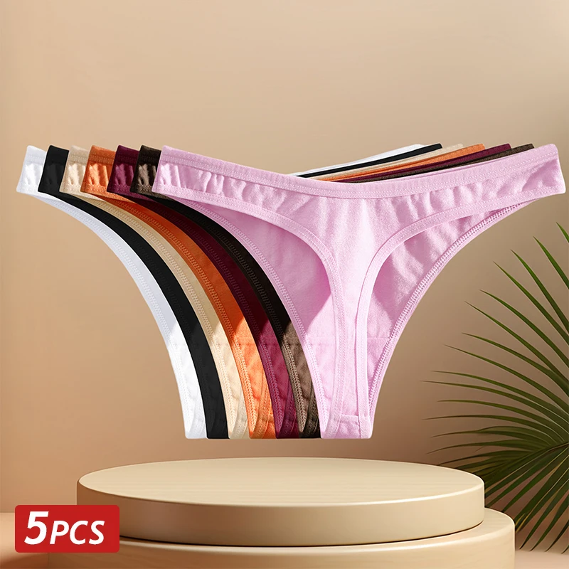 5 Teile/satz Frauen Nahtlose Baumwolle Höschen Sexy V Taille G-String Thongs Weibliche T-Zurück Atmungsaktive Unterwäsche Damen Bikini Dessous Image