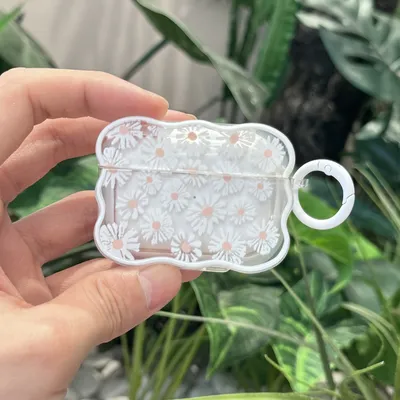 Transparente weiße Blumen TPU-Hülle für Apple Airpods 1 2 3 4 Kopfhörer Soft Wave Silikon für Airpods Pro 2nd Cover Earpods Hülle Image