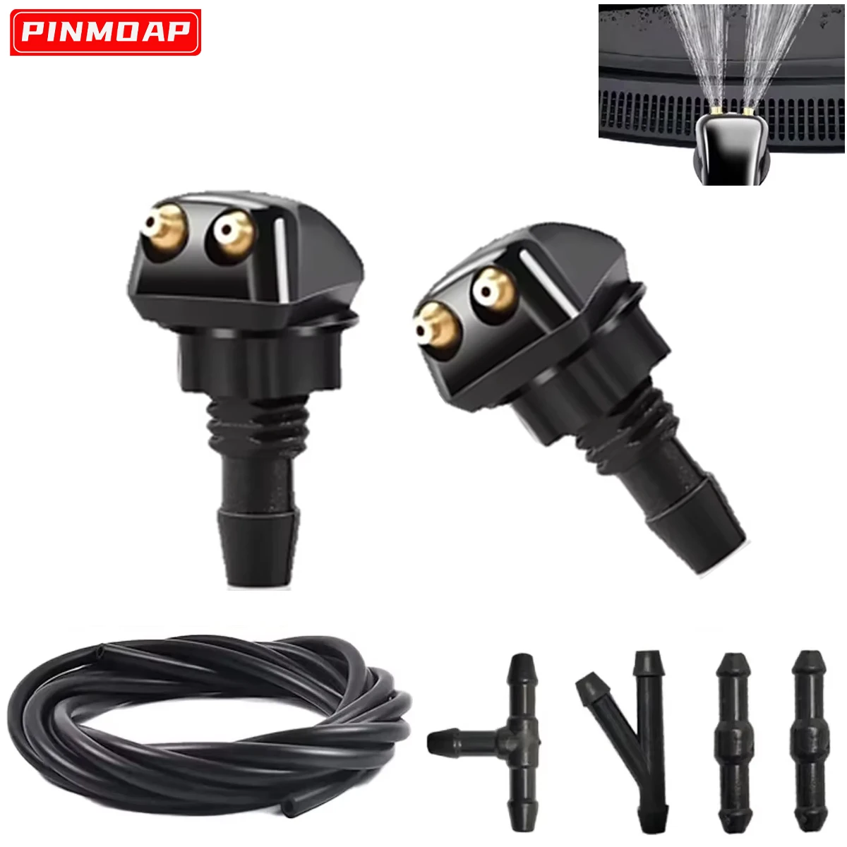 Auto-Scheibenwischer-Waschmaschine, Sprühdüse, passend für die meisten Automodelle, Auto-Doppellöcher, Waschdüse, Wischer, Wassersprühstrahl