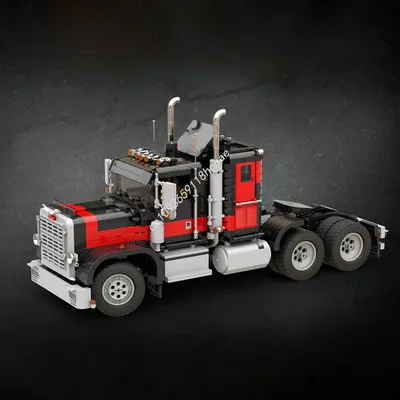 1929 Stück MOC Transporter Peterbilt 359 mit dem CAT/Caterpillar 3408 V8-Motor! Modellbausteine, stapelbare Ziegel, kreativ Image