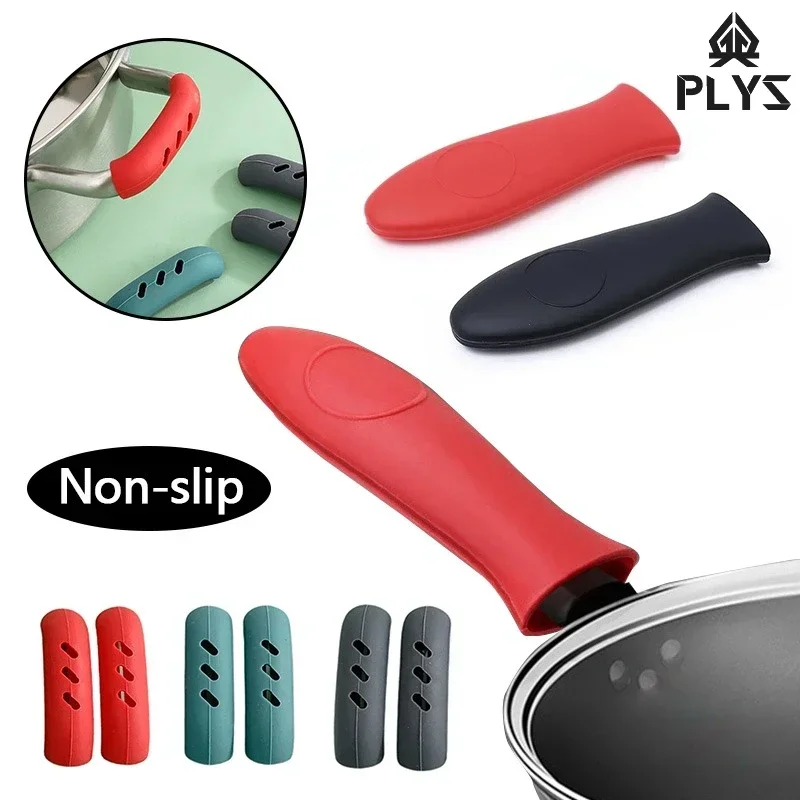 1/2 Stück Silikon-Topfgriffabdeckungen, hitzebeständig, rutschfeste Griffe, Pfannen aus Gusseisen, Anti-Verbrühungs-Griffhülsen, Küchenhelfer Image