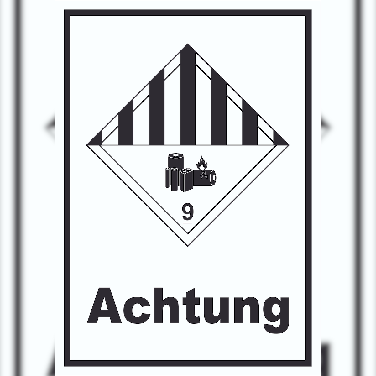 HB-Druck Schild Achtung Lithiumbatterien Achtung Gefahrgutklasse 9a hochkant A6 Rückseite selbstklebend Image