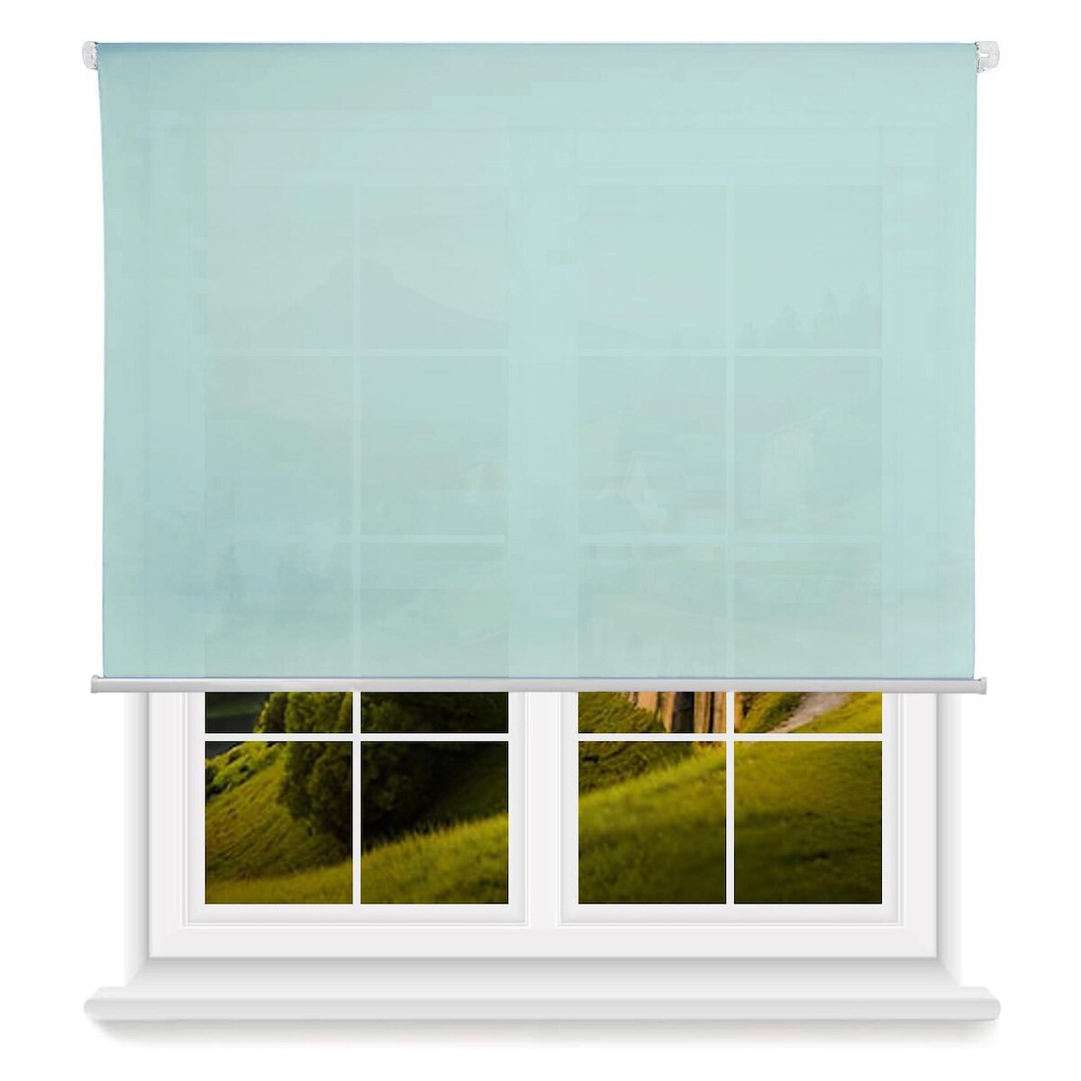 WellHome - Lichtdurchlässiges Polyester-Rollo 140 x 250 cm (Breite x Höhe) hellblau Image