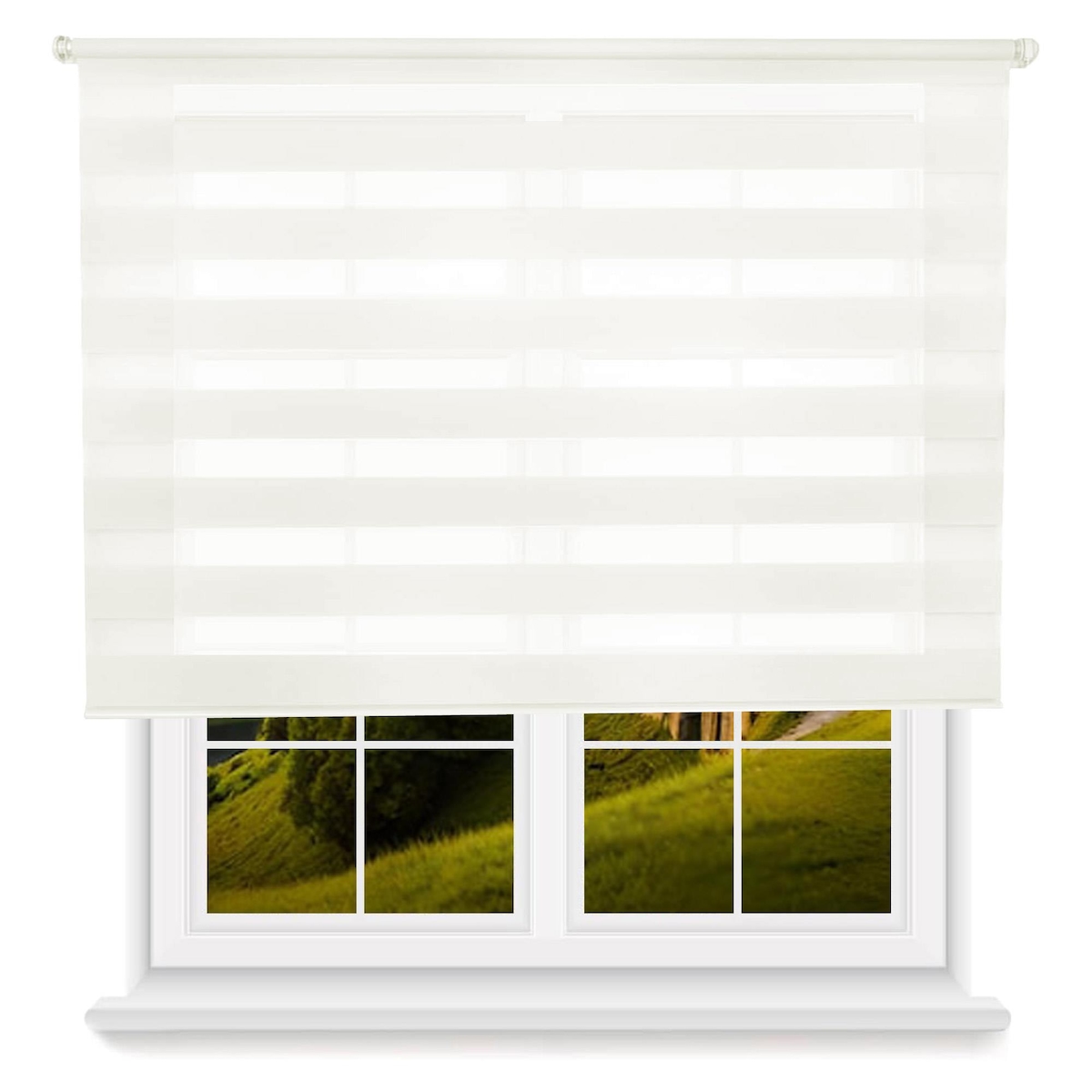 WellHome - Polyester Tag/Nacht Rollo 140 x 180 cm (Breite x Höhe) Cremeweiß Image