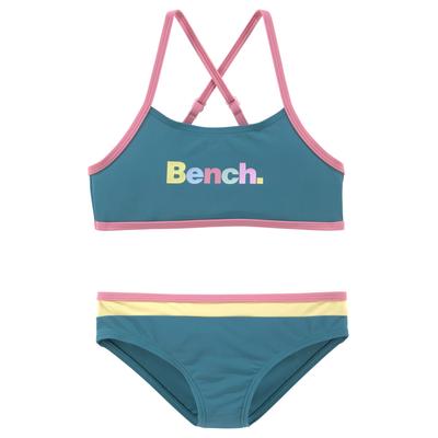 Bustier-Bikini BENCH., Kinder, Gr. 122/128, N-Gr, blau (petrol), Polyamid, unifarben mit Farbeinsätzen, Basic, Bikini-Sets, mit bunten Details Image