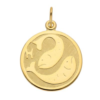 Ketten-Anhänger ADELIA´S "333 Gold Sternzeichen Anhänger Fisch Ø 16 mm", gold, Schmuckanhänger, Damen, Fische, Gold, Goldschmuck für Damen & Herren Image