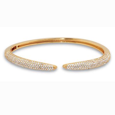 Women's Crystal Cuff Bangle Yellow Goldtone Sleek Bracelet 7-inch by PalmBeach Jewelry in White (Size ONE SIZE)