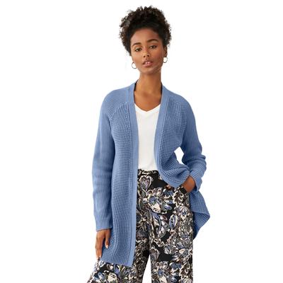 Plus Size Women's Open Front Waffle Cardigan by ellos in Pale Indigo (Size 4X)