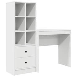 vidaXL Schreibtisch mit Stauraum Weiß Holzwerkstoff Image