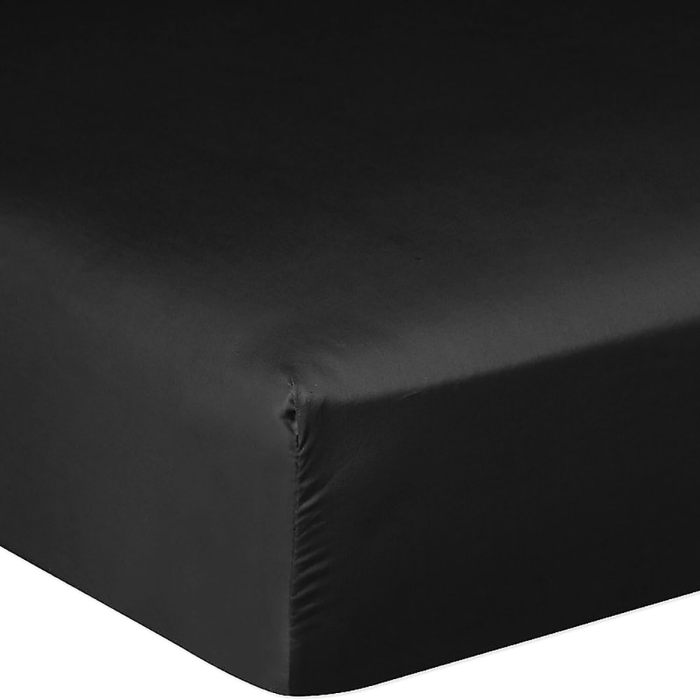 Drap housse en satin de coton noir opaque 140x190 cm