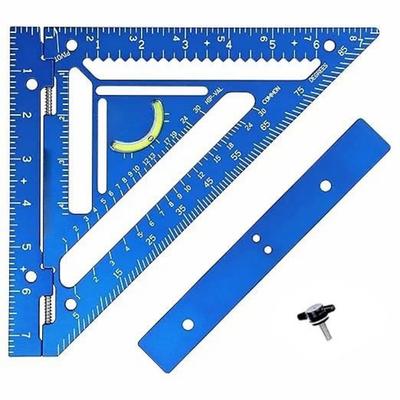 Innovative Rafter Square Tool for Carpenters, Rotating Fence , CNC Milled Aluminum, Jig Block for Repetitive Markings, High Contrast, Black/Red/Blue