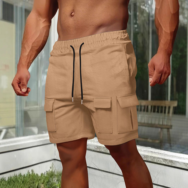 Men's Bermuda Shorts Tactical Shorts Cargo Shorts Shorts Casual Shorts Drawstring Multi Pocket Straight Leg Plain Breathable Knee Length Casual Outdoor Fashion Streetwear Khaki Black Micro-elastic