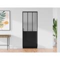 Porta scorrevole atelier con sistema a incasso H205 x L73 cm Nero e Vetro temperato smerigliato - ARTISTO II