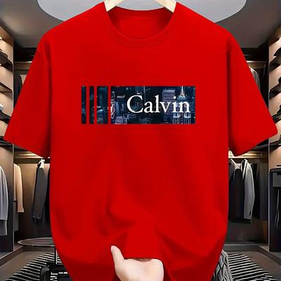 TEMU Men's Graphic Print T-shirt - Black With Blue Lettering, Breathable Polyester Round Neck Tee For Summer Streetwear & Casual Outfits, Relaxed Fit Clothing | Machine Washable Top Image