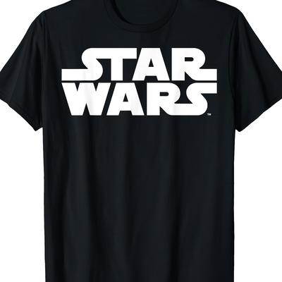 TEMU Star Wars White Logo T-shirt The Gift Birthday Gift For 220g100% Cotton - May Be Image