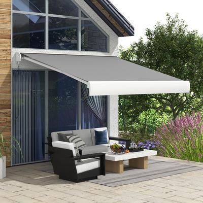 TEMU Awning With Hand Crank, Articulated Arm Awning, 3 M Awning, Awning With Adjustable Tilt, Balcony Awning, Stable And Durable Frame Grey Aluminium, Shade Area: 295l X 250w Cm Image