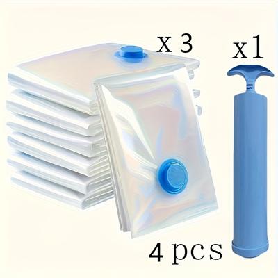 TEMU 4pcs Extra Large Vacuum Storage Bags Set, Size 15.75x23.62 Inches With Hand Pump - Space Saving, Sealable , Dustproof And Moisture Proof, Suitable For Dorms, Closets, And Moving Image