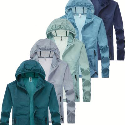 TEMU Unisex Lightweight High Quality Windproof Softshell Jacket With Zippered Pockets - Adjustable Hood, Loose Fit, 5 Colors For Hiking Camping , Adventure Gear, Casual Outerwear, Fabric, And Campers Image