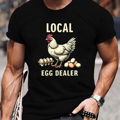 TEMU Chicken Eggs Egg Print Tee Shirt, Tees For Men, Casual Short Sleeve T-shirt For Summer Image