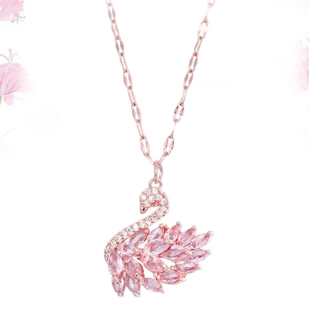 Zirkon Halskette Hals Dekoration elegante Halskette Schwan geformte Halskette Hals Schmuck rosa Image