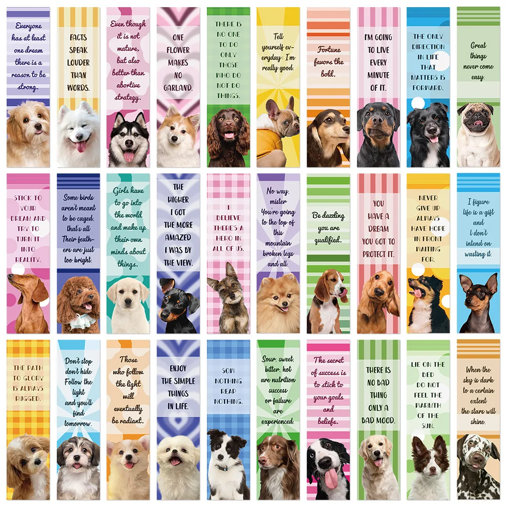 30Pcs Nette Hund Englisch Inspirierende Lesezeichen Kreative Lesen Buch Label DIY Student Geschenk Nachricht Kreative DIY Lesen Label Karte Image