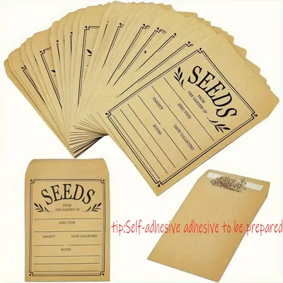 50/100 Pcs Seed Envelopes, Resealable Seed Packaging Envelopes 3.1 x 4.7 Inch Collecting Flower and