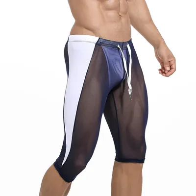 Herren-Schlafhose, sexy Netzstoff, transparent, durchsichtig, Shorts, Hosen, Leggings, Badehose, Fitness, Strumpfhosen, Biker, lange Boxershorts, Unterwäsche Image