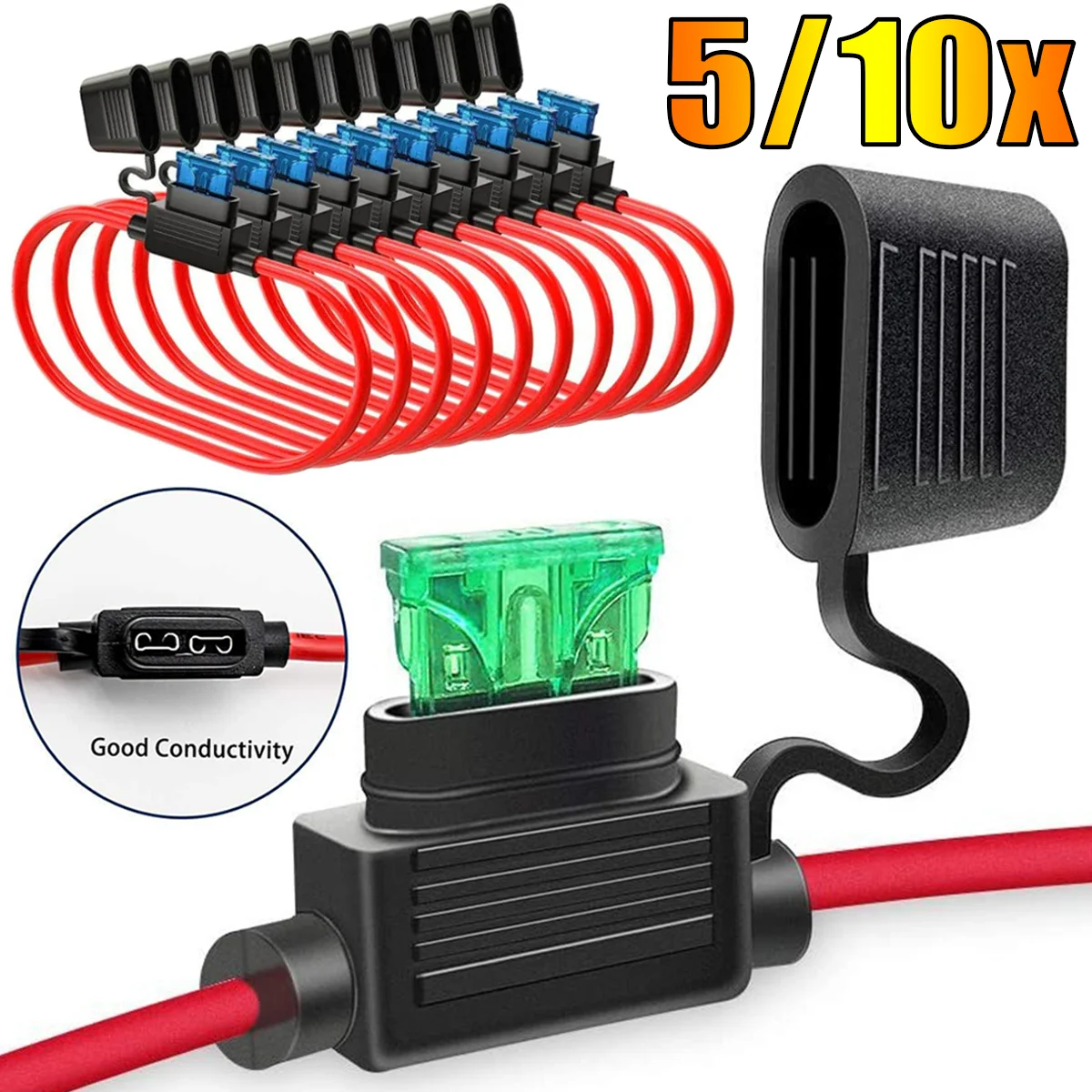 5/10Pcs Auto Mini Wasserdichte Sicherung Box Klinge Adapter Splash-proof Box 12V 30A in Linie abschaltung Schalter Buchse Feuchtigkeit Beweis Sicherung Buchse Image