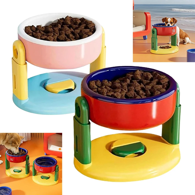 Anpassung schützen Halswirbelsäule, Futternäpfe, anhebbarer Saugnapf, Futternapf, 3-stufige Höhe, rutschfeste, erhöhte Futternäpfe für Hunde und Katzen Image