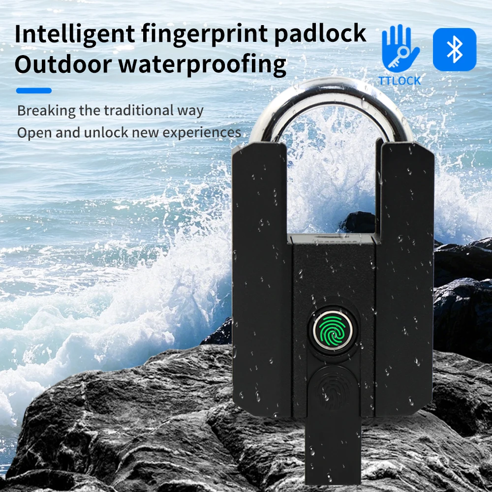 TTLock Bluetooth APP Starkes Smart Vorhängeschloss Fingerabdruckschloss Keyless Mini Bag Aleax Google Home Elektronisches Türschloss IP67 Outdoor Image