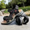 Sommer Männer Sandalen Aus Echtem Leder Herren Casual Schuhe Outdoor Männer Leder Sandalen für