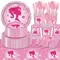 Alles Gute zum Geburtstag Prinzessin Thema Geburtstag Party Geschirr Rosa Pappteller Tassen Hintergrund Ballon Set Kuchen Flagge Mädchen Party Supplies