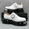 2025, neue weiße Slip-on-Nischenplattform, Tilta Punk Derby, höhenvergrößernde Herren-High-Street-Schuhe aus Leder mit rundem Zehenbereich und großem Kopf