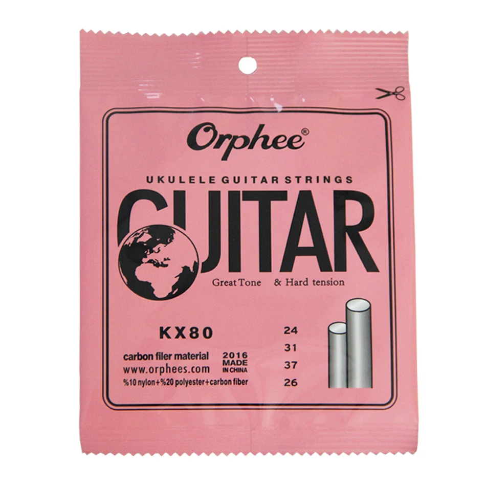 Orphee KX80 Ukulele-Saiten 10 % Nylon + 20 % Polyester + Kohlefaser 4 Saiten für Uklele Image