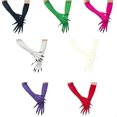49MC Fingernails Vollfingerhandschuhe mit langen Nägeln für Halloween-Kostüm-Requisiten Image