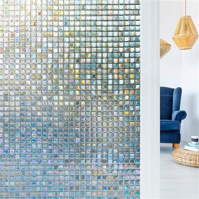Glass Window Film 3D Adhesive Free Static Privacy Window Film Decorative Glass Mosaic Film Grid Privacy Glass Film 45100CM