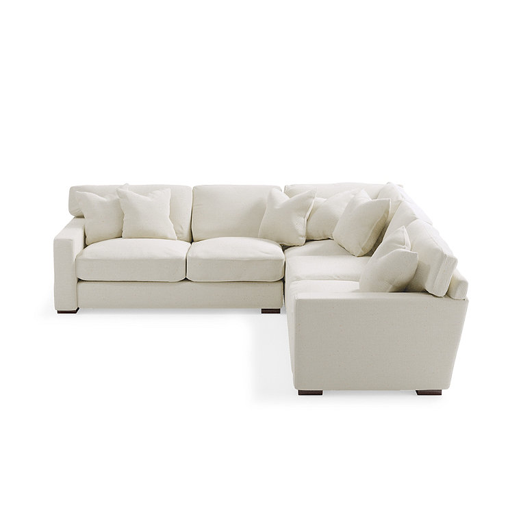 Salem Upholstered Sectional - Pre-Configured, Fabric, Fabric / 3-Pc Sectional, Crypton Chenille Nomad Snow / 3 Pc Sectional - Grandin Road