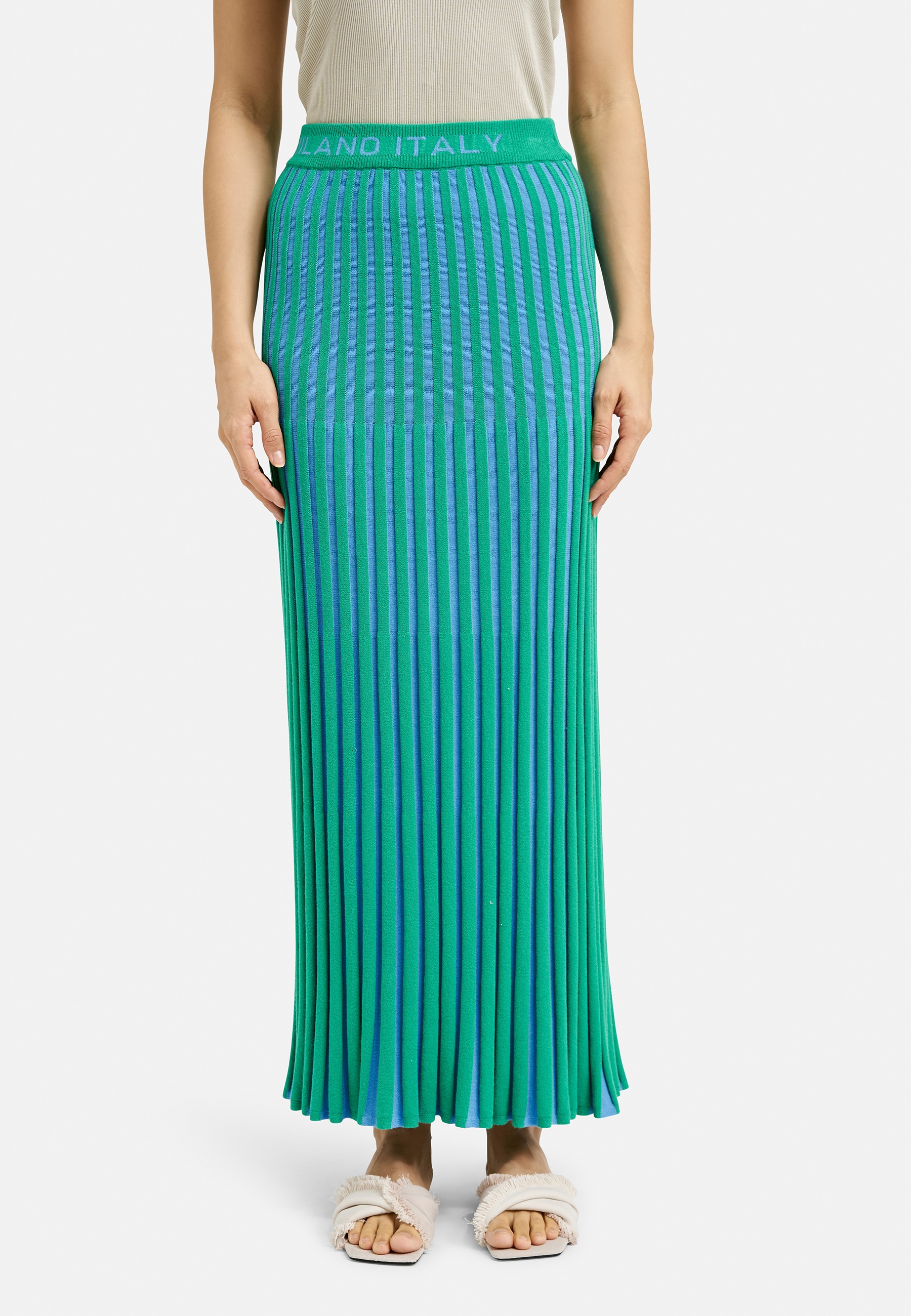 Maxirock MILANO ITALY, Damen, Gr. L, grün (apple), Strick, Material: 70% Viskose, 30% Polyester, unifarben, slim fit, Röcke Maxirock, mit Elastikbund Image