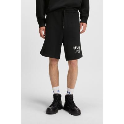Sweatshorts HUGO BLUE "Nomario", Herren, Gr. XXL, N-Gr, schwarz (schwarz005), Sweatware, Obermaterial: 100% Baumwolle, unifarben, casual, regular fit kniefrei, Hosen, mit großem Druck Image