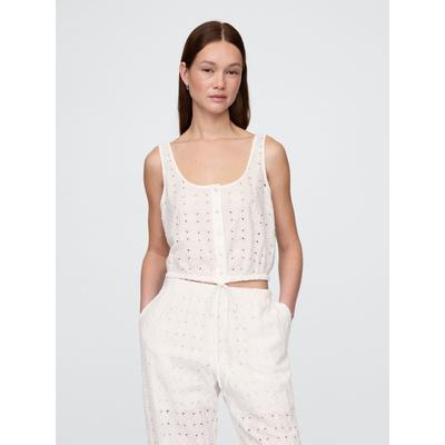Gap White Cinched-Hem Cropped Top