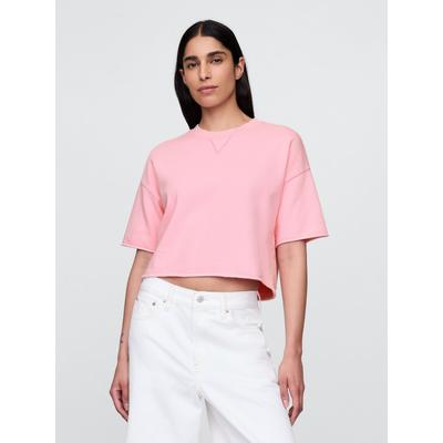 Gap Pink French Terry Cropped Rolled Hem Sweatshirt