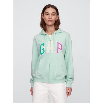 Gap Light Green Zip Up Relaxed Logo Hoodie