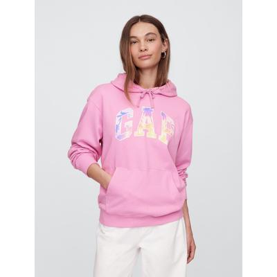 Gap Pink Palm Print Pullover Relaxed Logo Hoodie