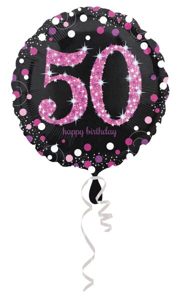 50. Geburtstag glitzer Folienballon pink schwarz Image