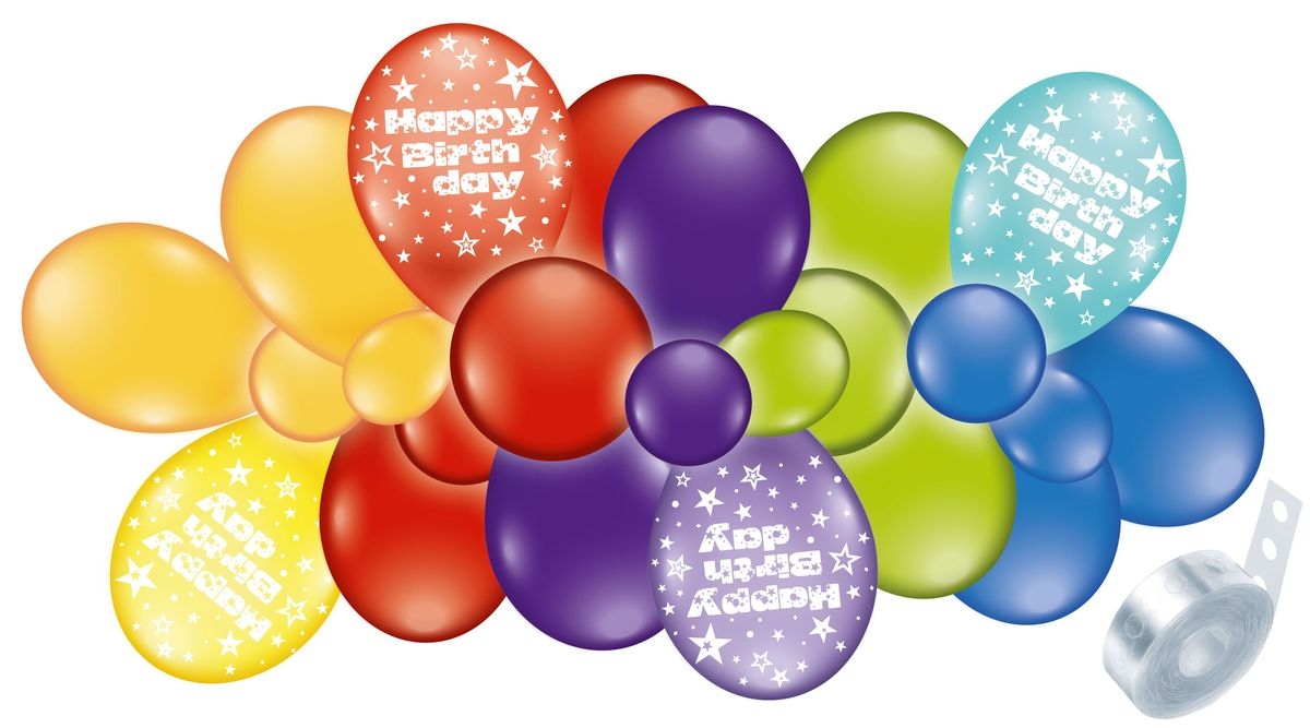 Ballongirlande bunt Happy Birthday 60 tlg. Image