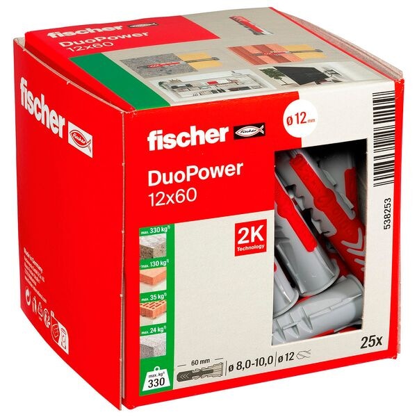 fischer Universaldübel-Sortiment »DuoPower 12x60 2K« 25 Stück grau