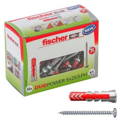 fischer Dübel mit Schrauben »DuoPower 5x25 S PH 2K« 50 Stück grau