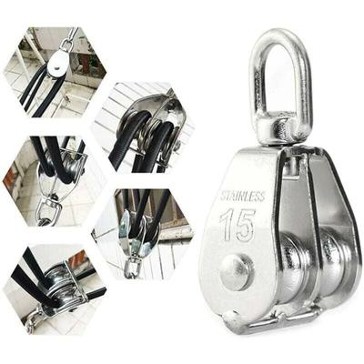 Silber) M15 Edelstahl Doppelwirbelrolle - 1x Heberolle - zum Heben von Seilen auf Booten oder Image